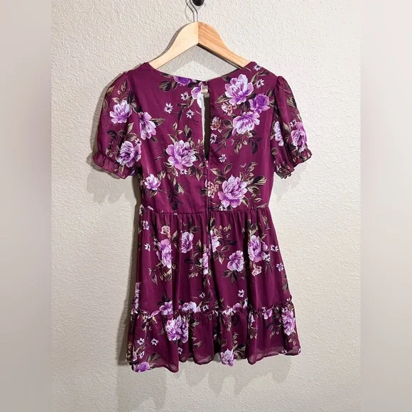 Trixxi Floral Mini Dress Short Sleeve - Picture 3 of 4